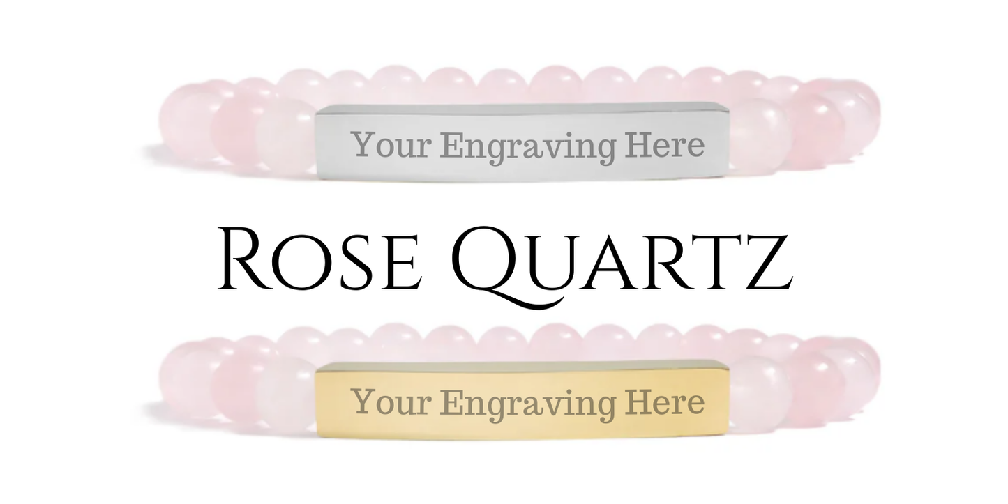 Semi-Precious Natural Stone Engravable Stretch Curved Bar Bracelet