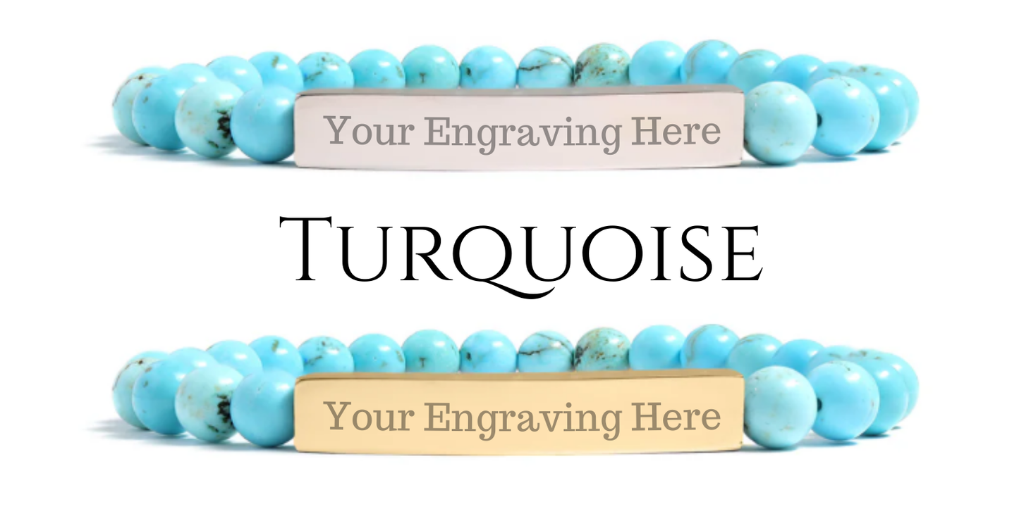 Semi-Precious Natural Stone Engravable Stretch Curved Bar Bracelet