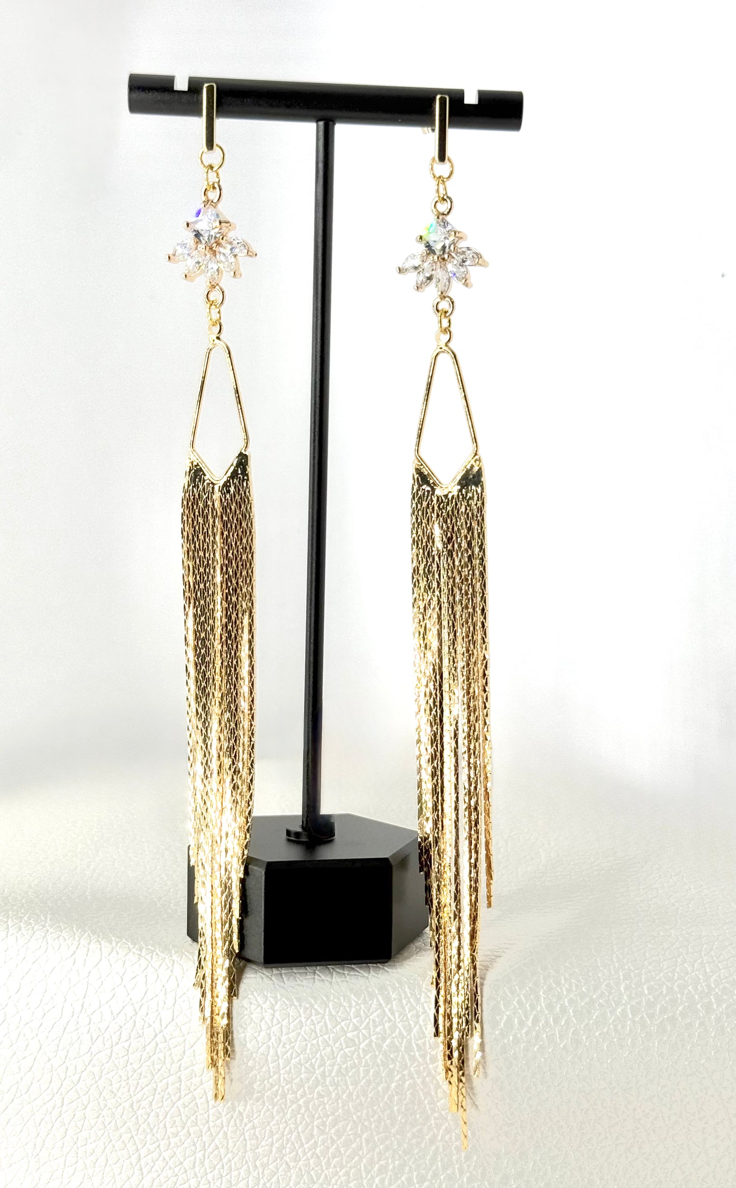 Golden Retro Glam Tassel Earrings