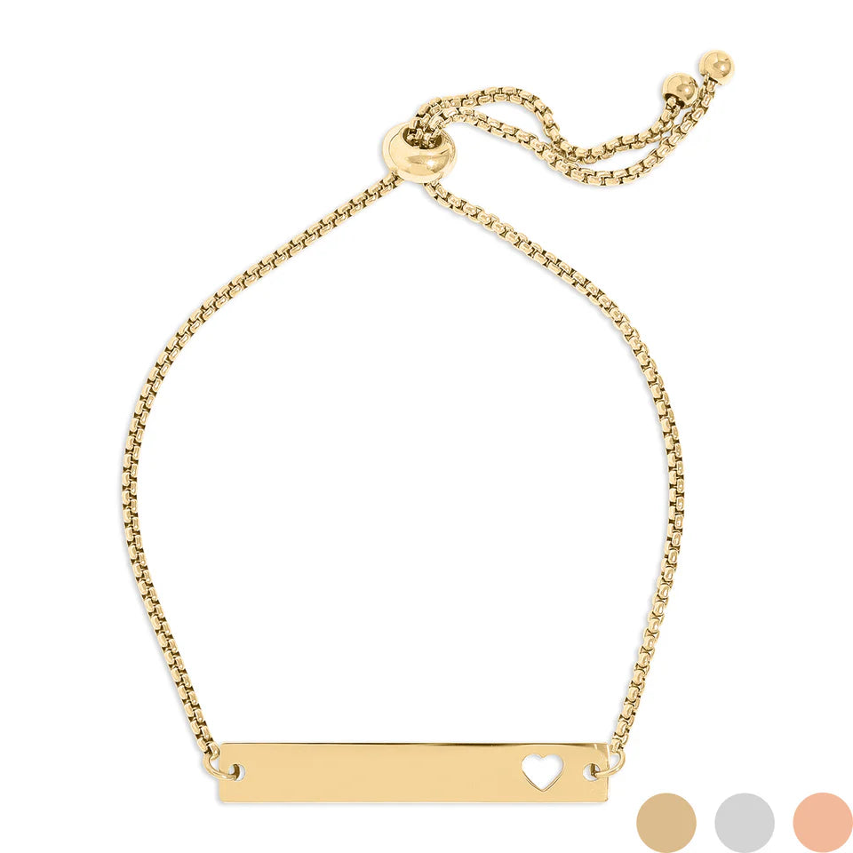 Adjustable Heart Cutout Bar Bracelet