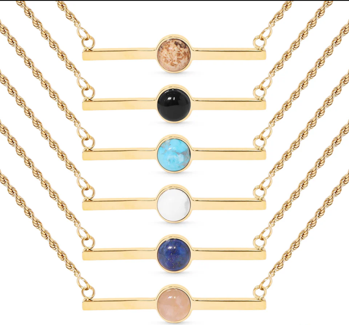 Semi-Precious Natural Stone Bar Necklace