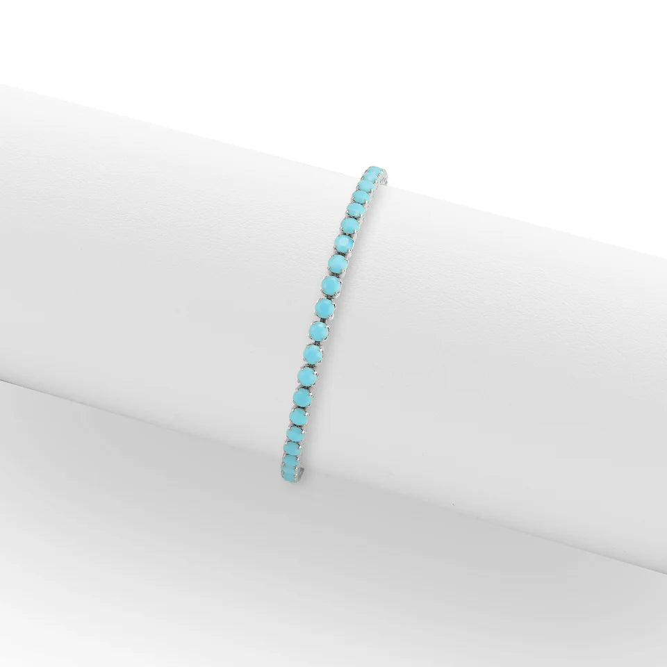 Turquoise Rhinestone Tennis Charm Bracelet