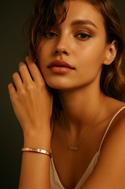 PVD Stainless Steel Crystal Accent Bangle