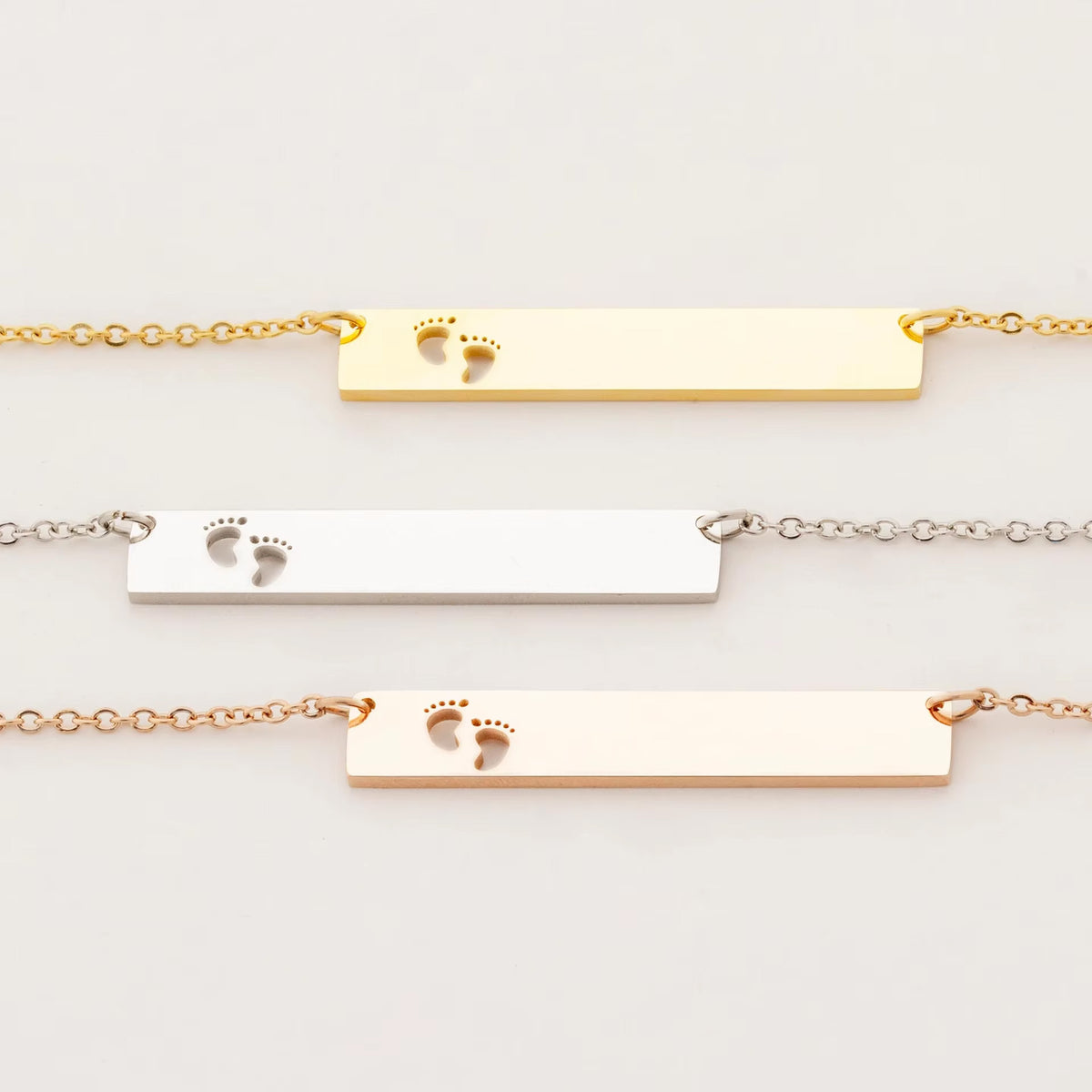 Little Feet Bar Pendant Necklace