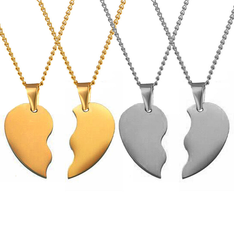 Broken Heart Engravable Necklace Set