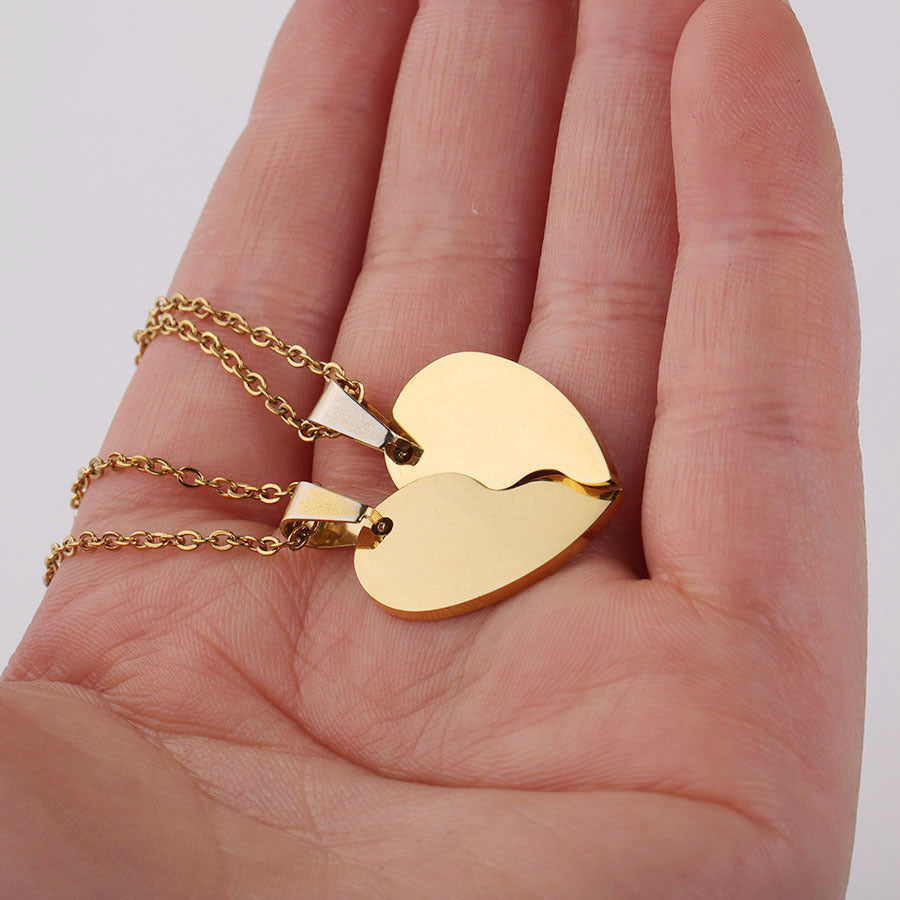 Broken Heart Engravable Necklace Set