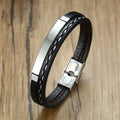 Leather and Stainless Engravable Cuff