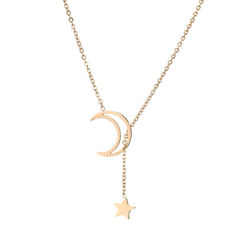 Crescent Moon & Star Clavicle Necklace