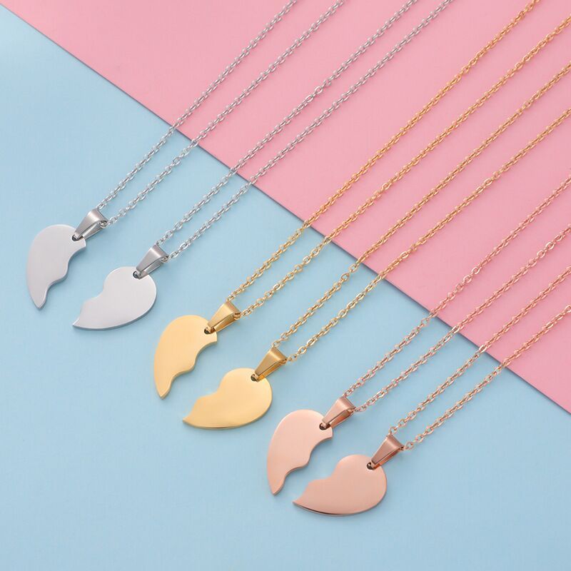 Broken Heart Engravable Necklace Set