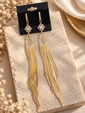 Crystal Diamond Tassel Drop Earrings