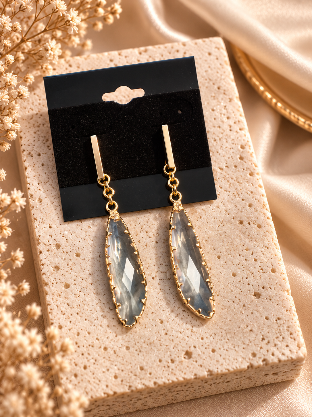 Long Crystal Marquise Drop Earrings