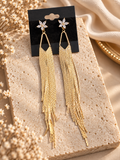 Crystal Flower Tassel Drop Earrings