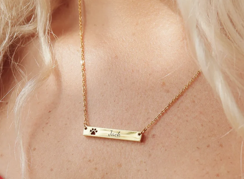 Paw Print Bar Necklace