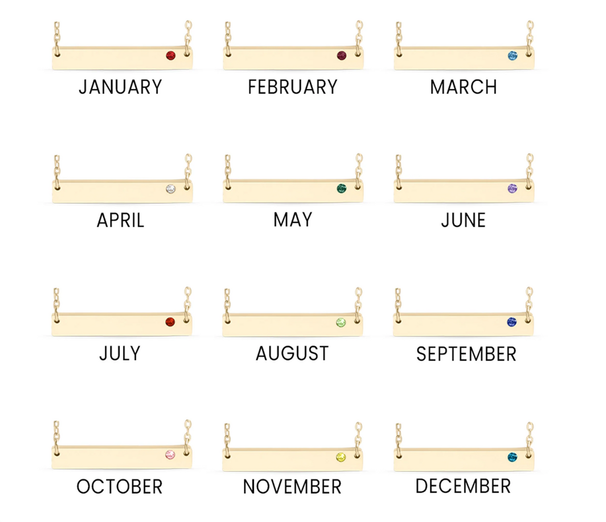 Birthstone Bar Stainless Steel Necklace