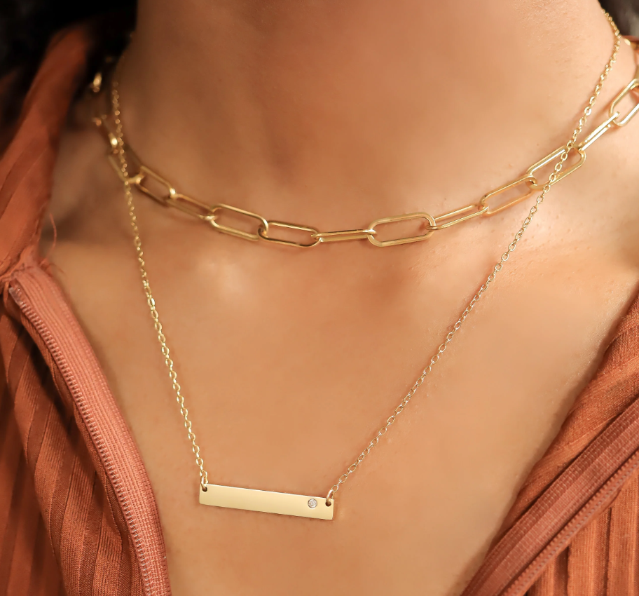 Birthstone Bar Stainless Steel Necklace