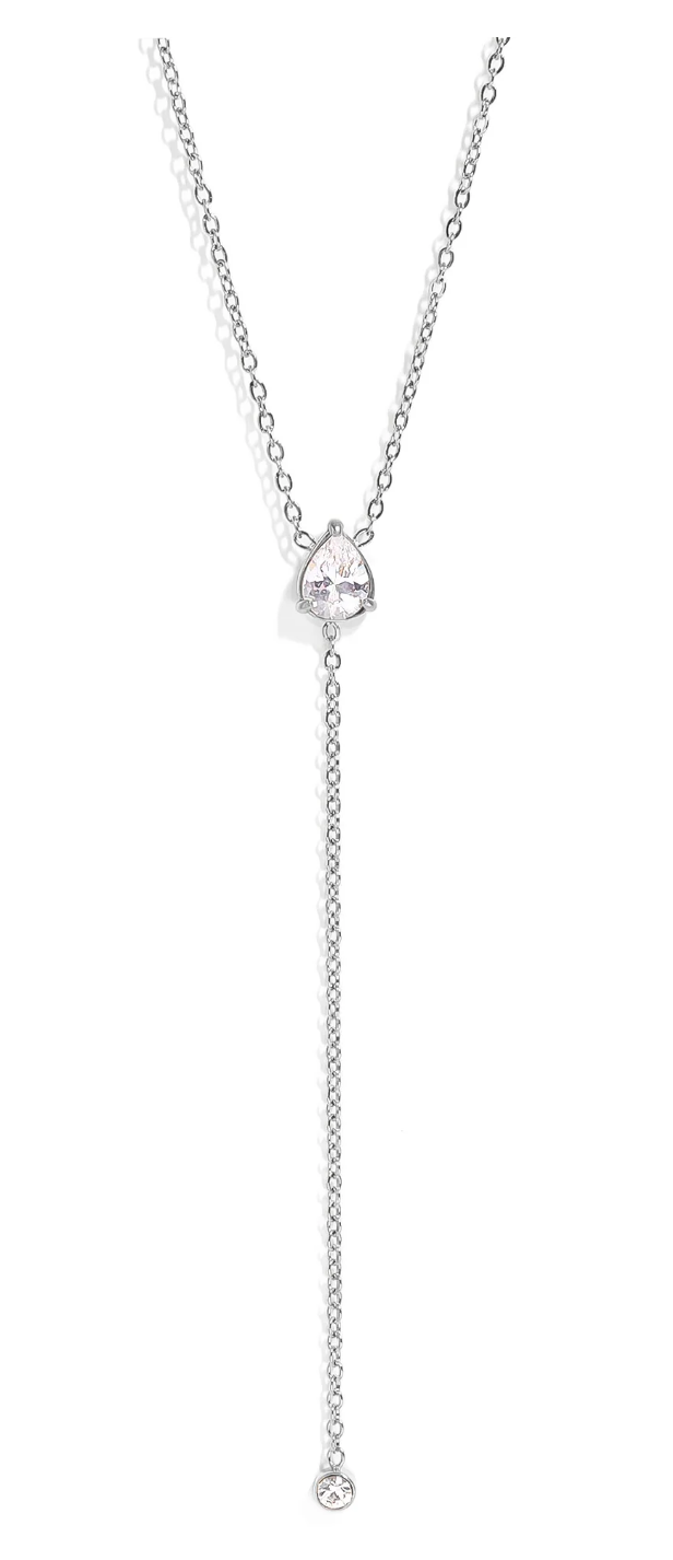 Drop Lariat CZ Pendant Necklace