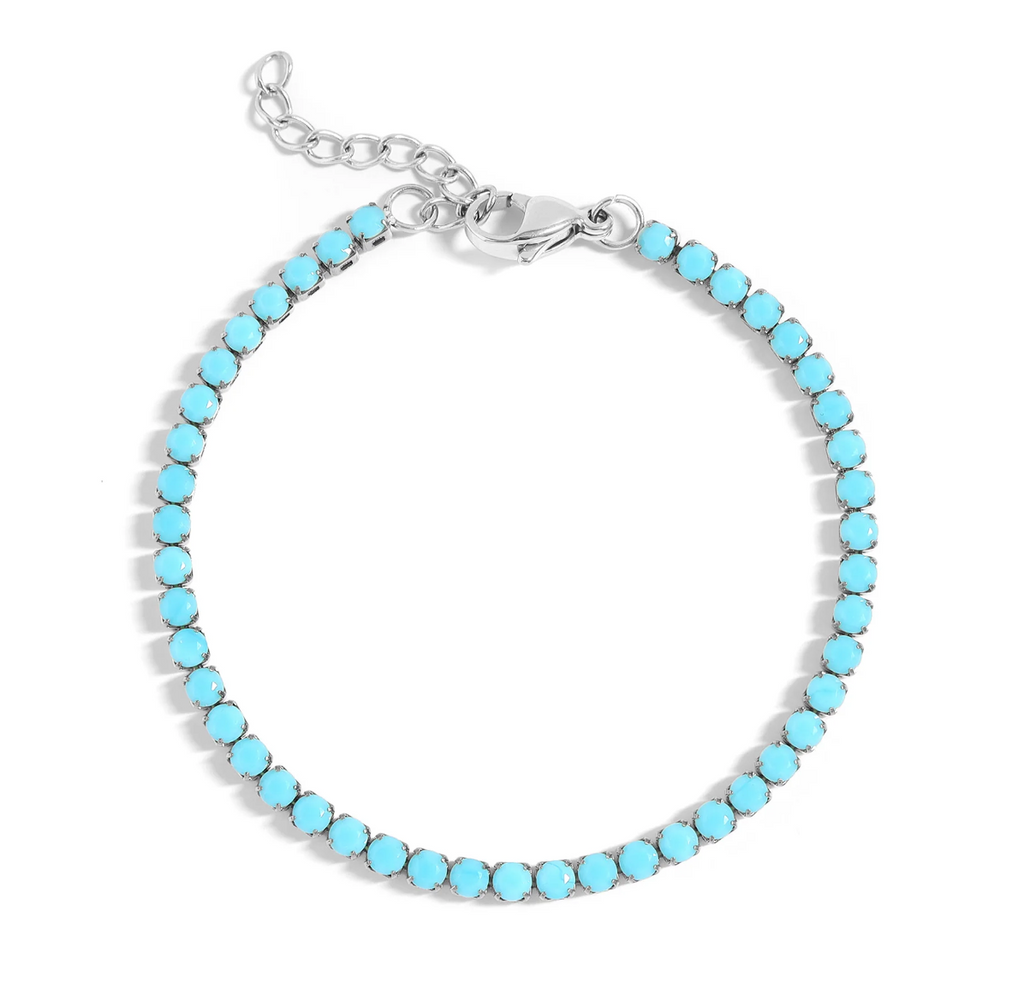 Turquoise Rhinestone Tennis Bracelet