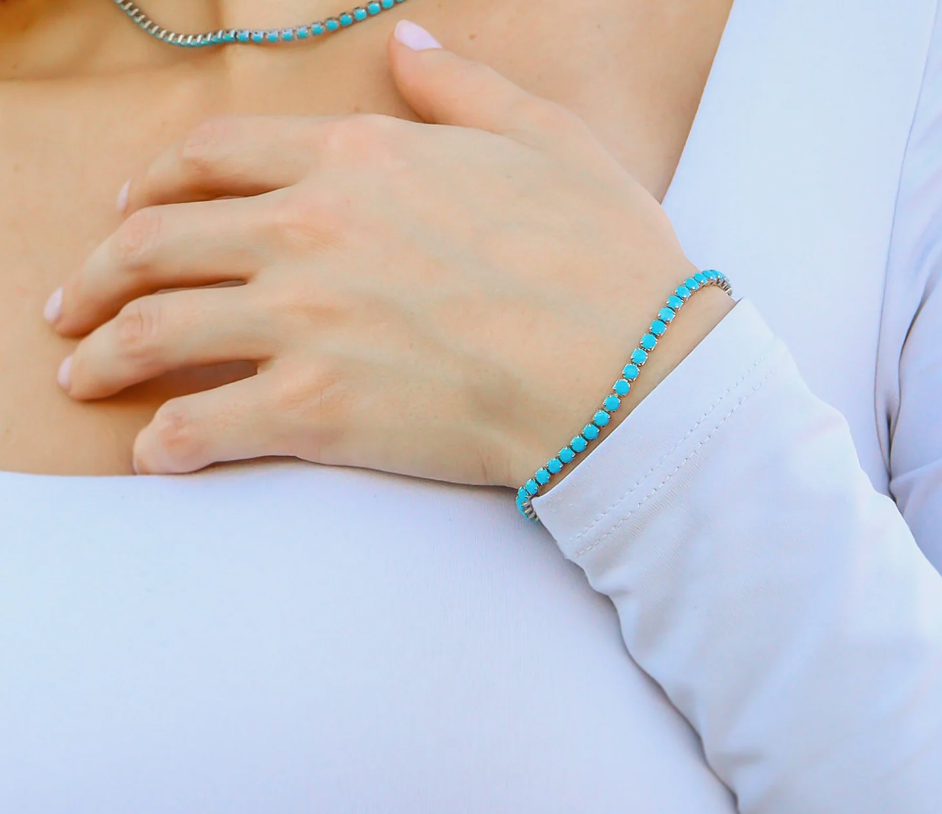 Turquoise Rhinestone Tennis Bracelet