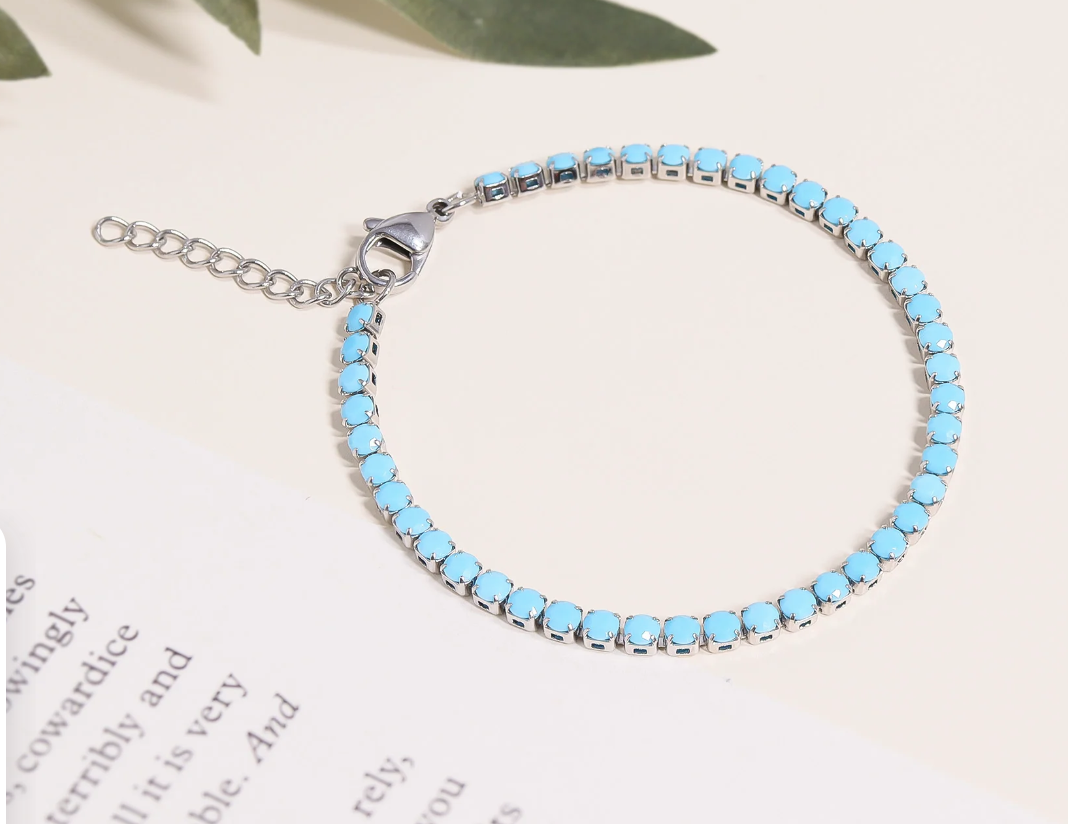 Turquoise Rhinestone Tennis Bracelet