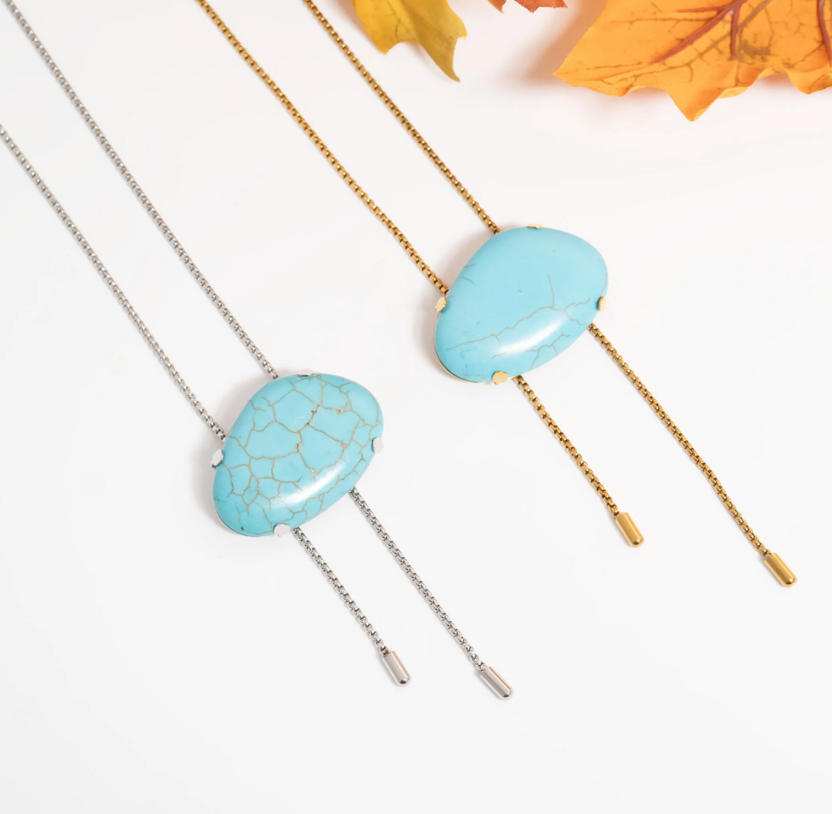 Turquoise Charm Bolo Necklace