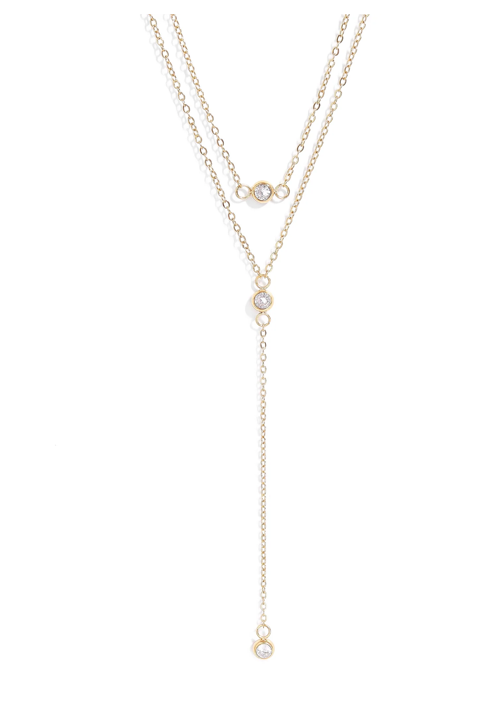 Lariat Three Stone Drop Necklace
