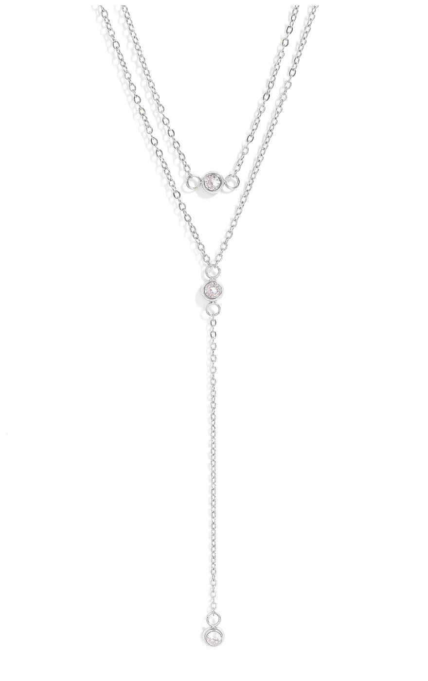Lariat Three Stone Drop Necklace