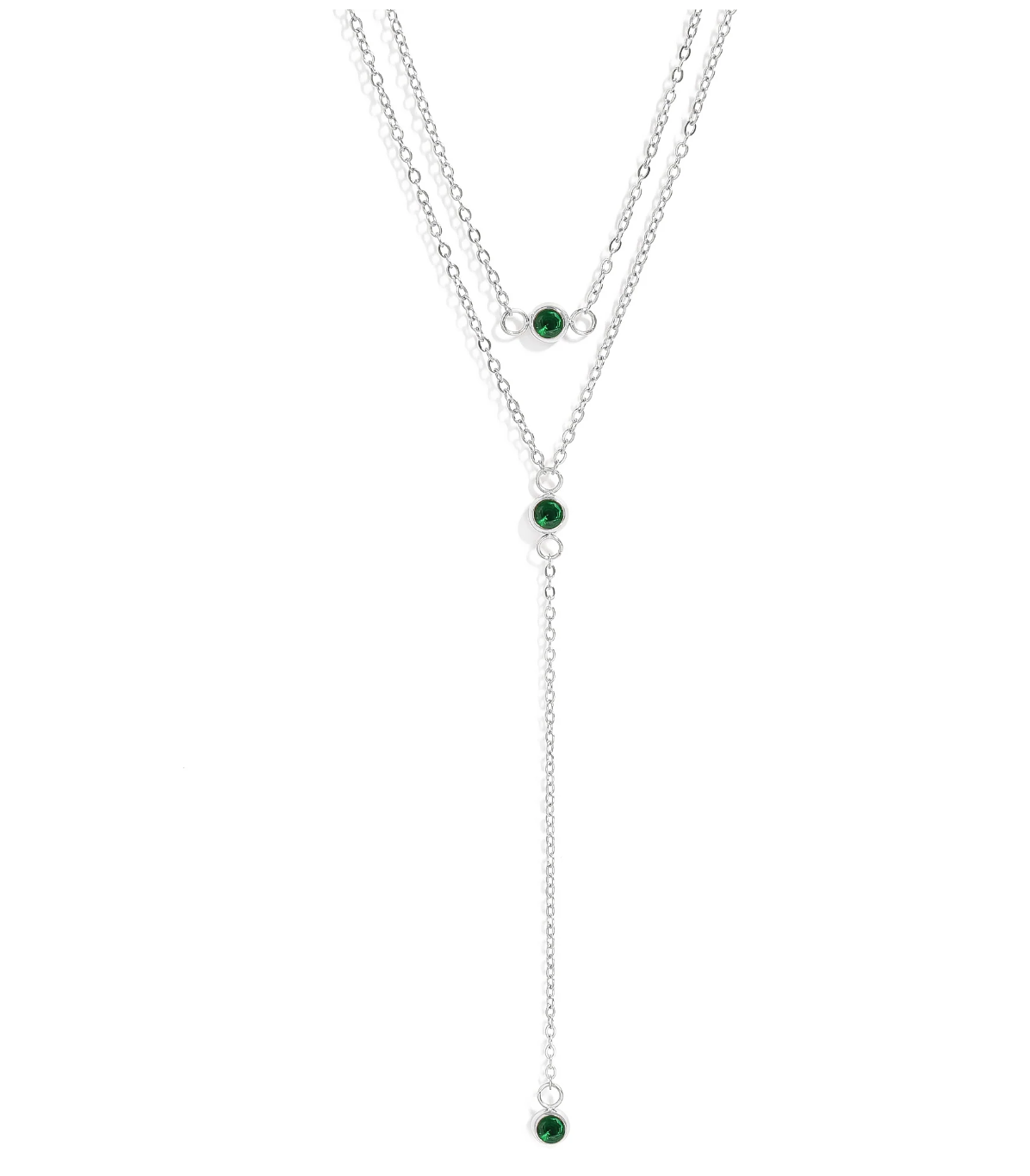 Lariat Three Stone Drop Necklace