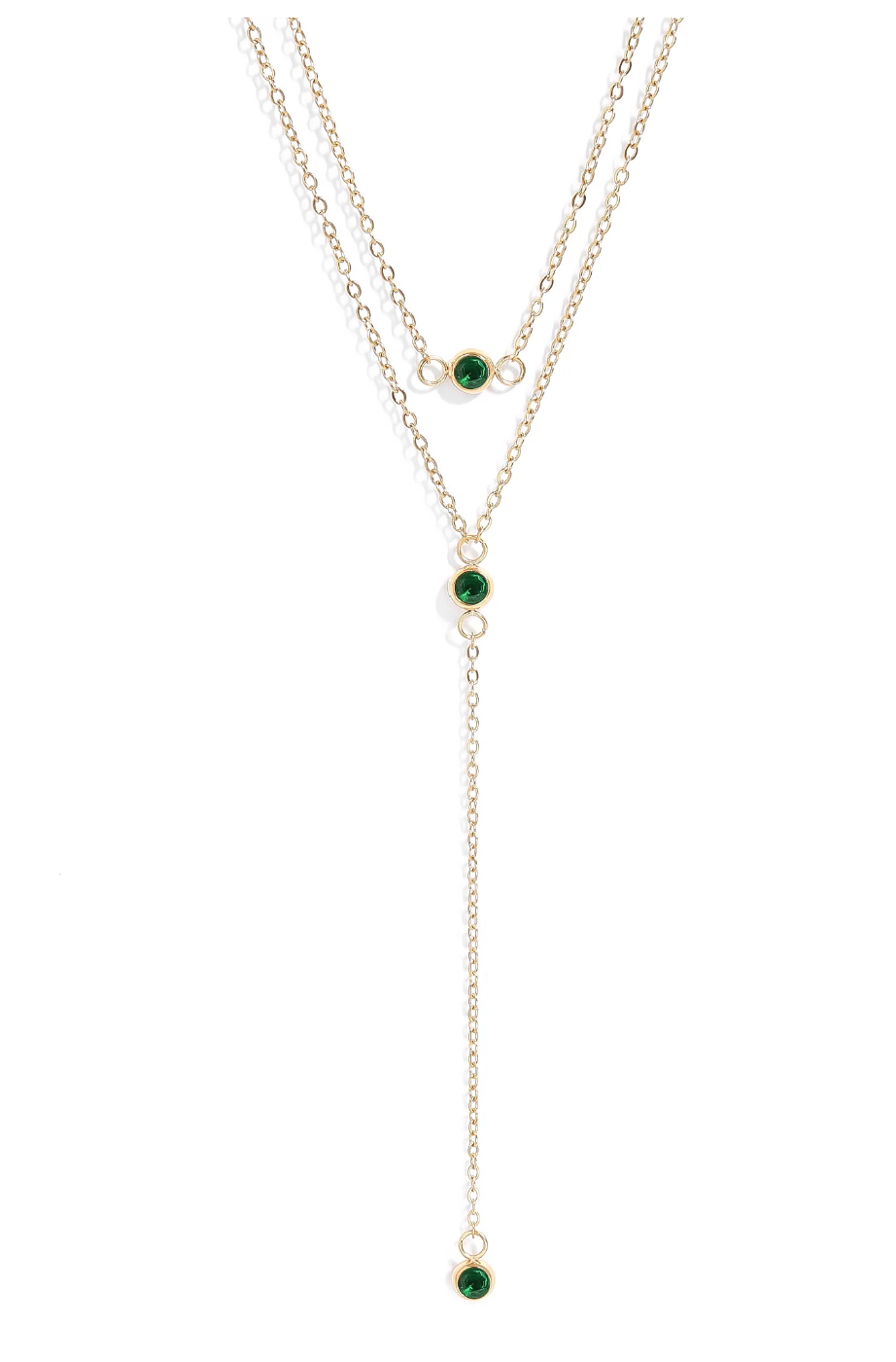 Lariat Three Stone Drop Necklace