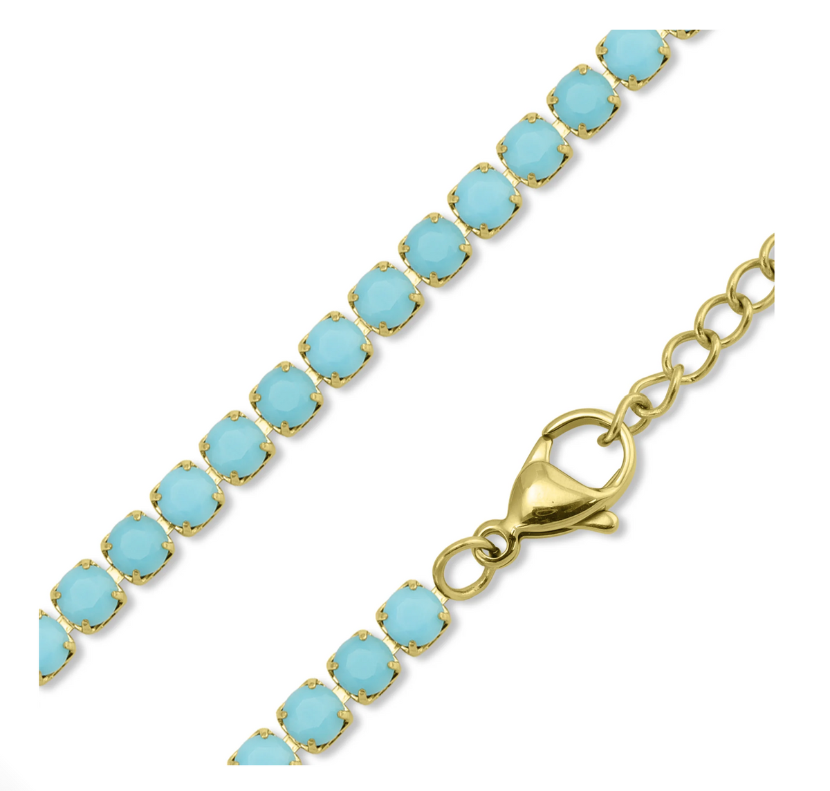 Turquoise Rhinestone Tennis Necklace