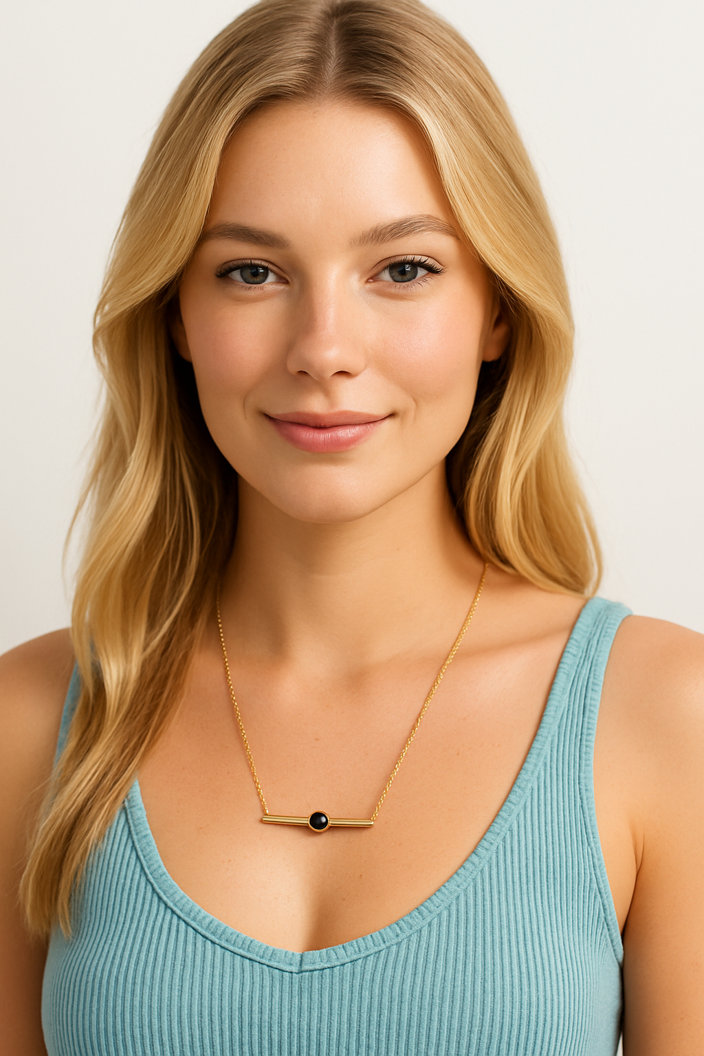 Semi-Precious Natural Stone Bar Necklace